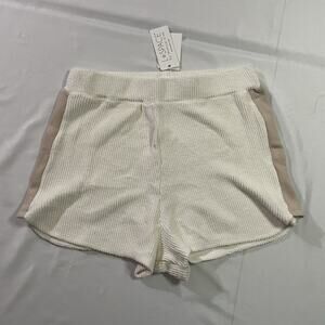 NWT L*Space Off Duty Short Cream Ribbed Cotton French Terry Lounge Shorts Medium